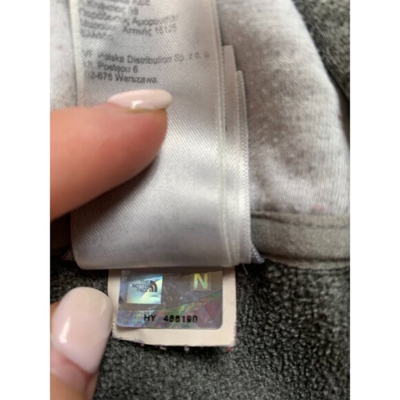 The North Face Hoodie Womens Large Gray Fleece Pullover Spell Out Logo Warm Cozy - Picture 10 of 12